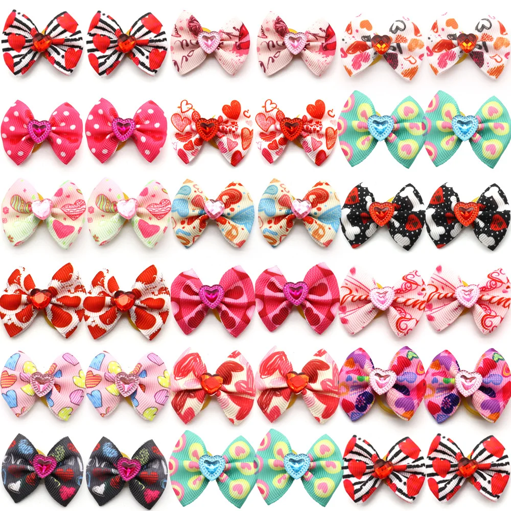

50 pcs Pet Dog Grooming Accessories Handmade Cat Hair Bow Rubber Bands Pet Supplies mixed colors