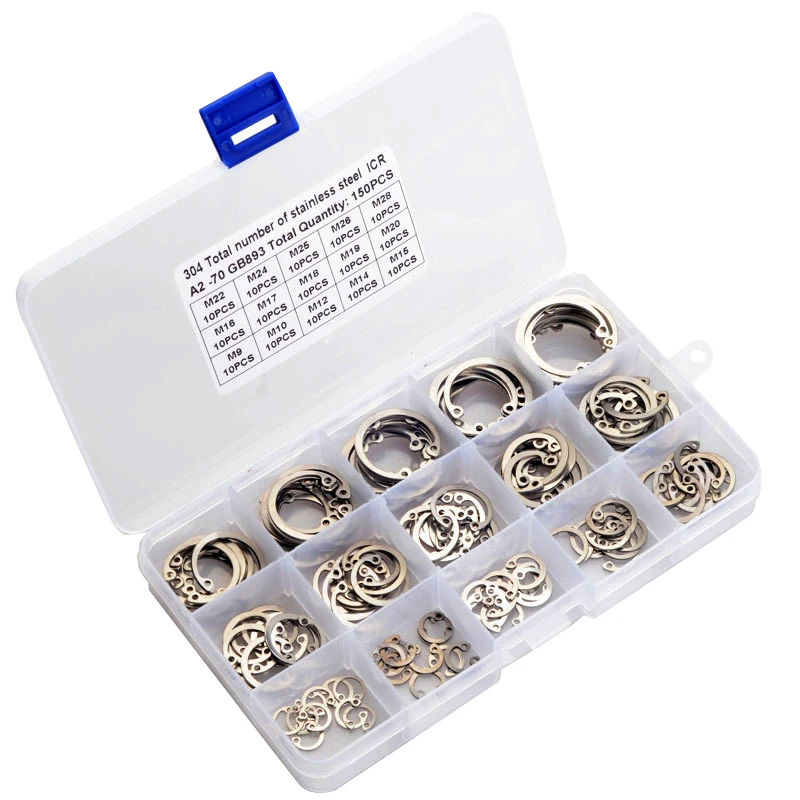 Стопорные кольца внутренние 150 C-образные M9-M28 шт. набор стопорных колец из