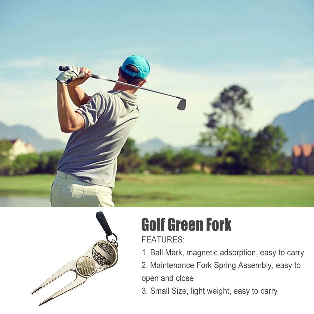 

Portable Golf Pitchfork Putting Green Divot Quick Tool with Ball Marker Training Aid Beginners Pitch Groove Repair