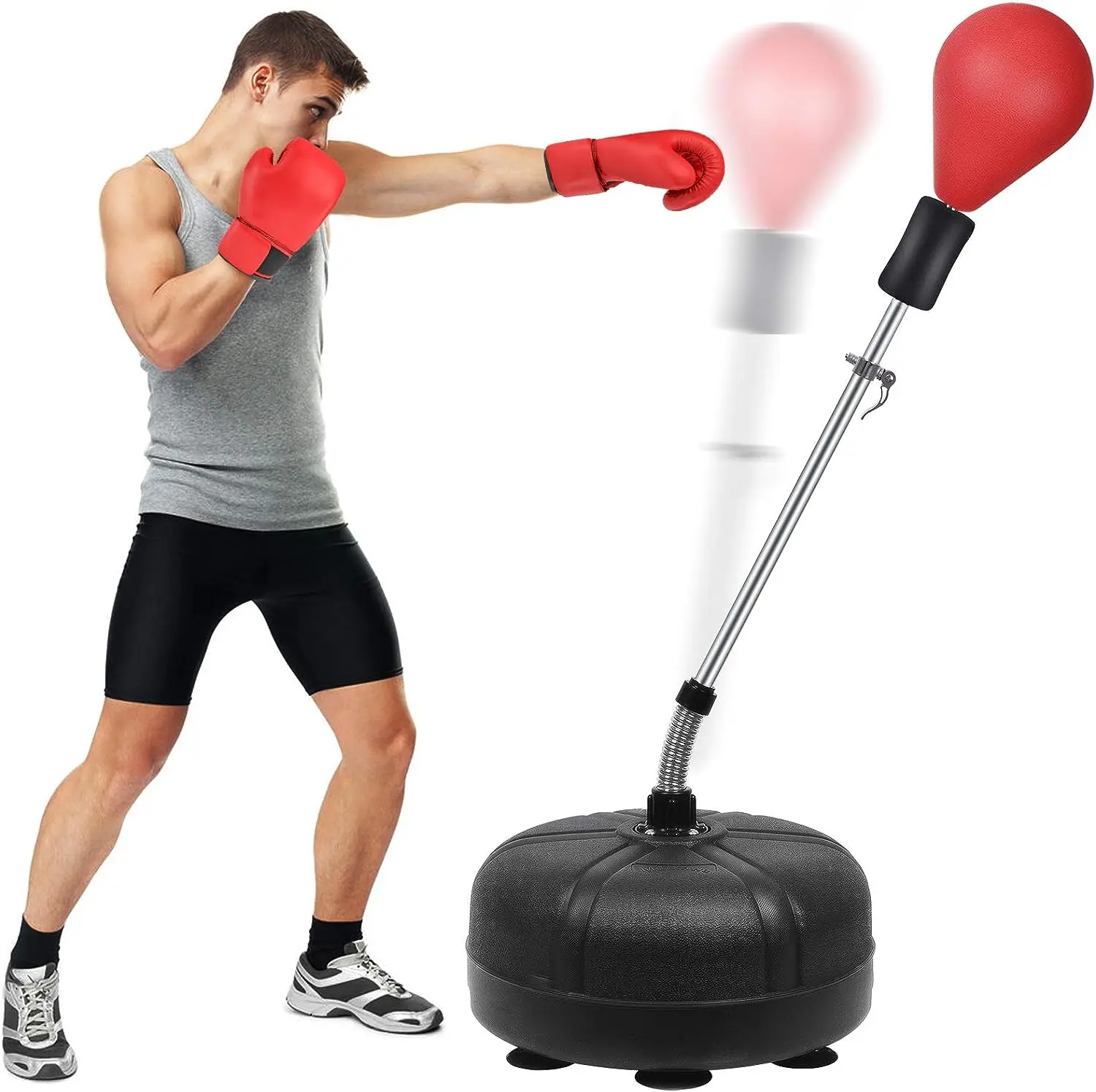 

Punching Bag with Stand for Adults & Kids, Adjustable Height Free Standing Boxing Reflex Bag, Ideal for MMA Reflex Speed Tra