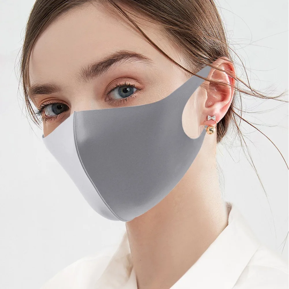 Дышащая Маска из ледяного шелка модная бесследная маска для лица с защитой от