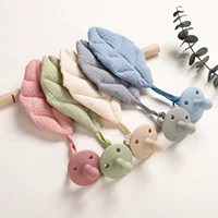 cotton cartoon leaves baby pacifier clip chain with silicone pacifier solid color soother holder infant teething chain toys gift