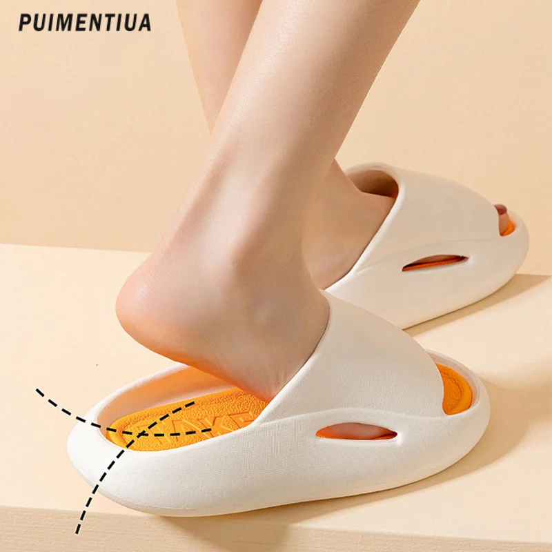

EVA Soft Thick Sole Woman Slippers Non-slip Outdoor Men Slides Pool Beach Sandals Indoor Bath Slippers Summer Runway Shoes 2023