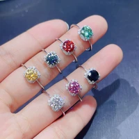 meibapj wholesale price 7 colors 1 carat moissanite fashion ring for women with gra certificate 925 sterling silver fine jewelry