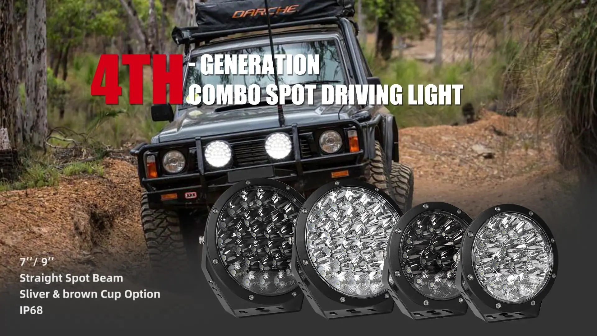 

High Power IP68 Car Spot Light 1600M Super Bright Round Led Spotlight 4x4 Bumper Truck Offroad 7" 9'' inch Led Driving Light