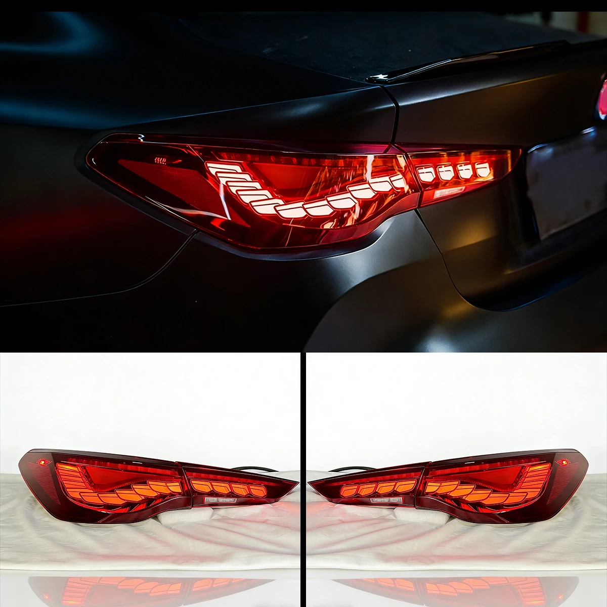 Фото Новинка: OLED-фонари заднего хода GTS Dragon Scale для BMW 4 серии M4 G22 G23 G26 G82 G83 2020-2026, модифицированные задние фонари для автомобиля №1