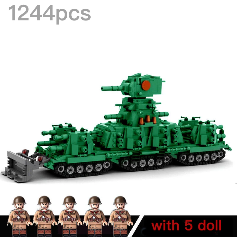 

Армированный основной боевой танк MOC военного типа KV44, модель, строительные блоки WW2, армия, солдаты, оружие, Обучающие блоки, игрушки, подарк...