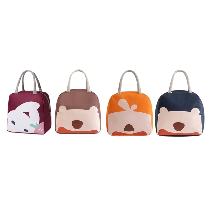 

ASDS-2Pcs Zipper Thermal Insulated Warm Keeping Lunch Box Bag Food Container Box Storage Bag Cute Cartoon Lunch Bag