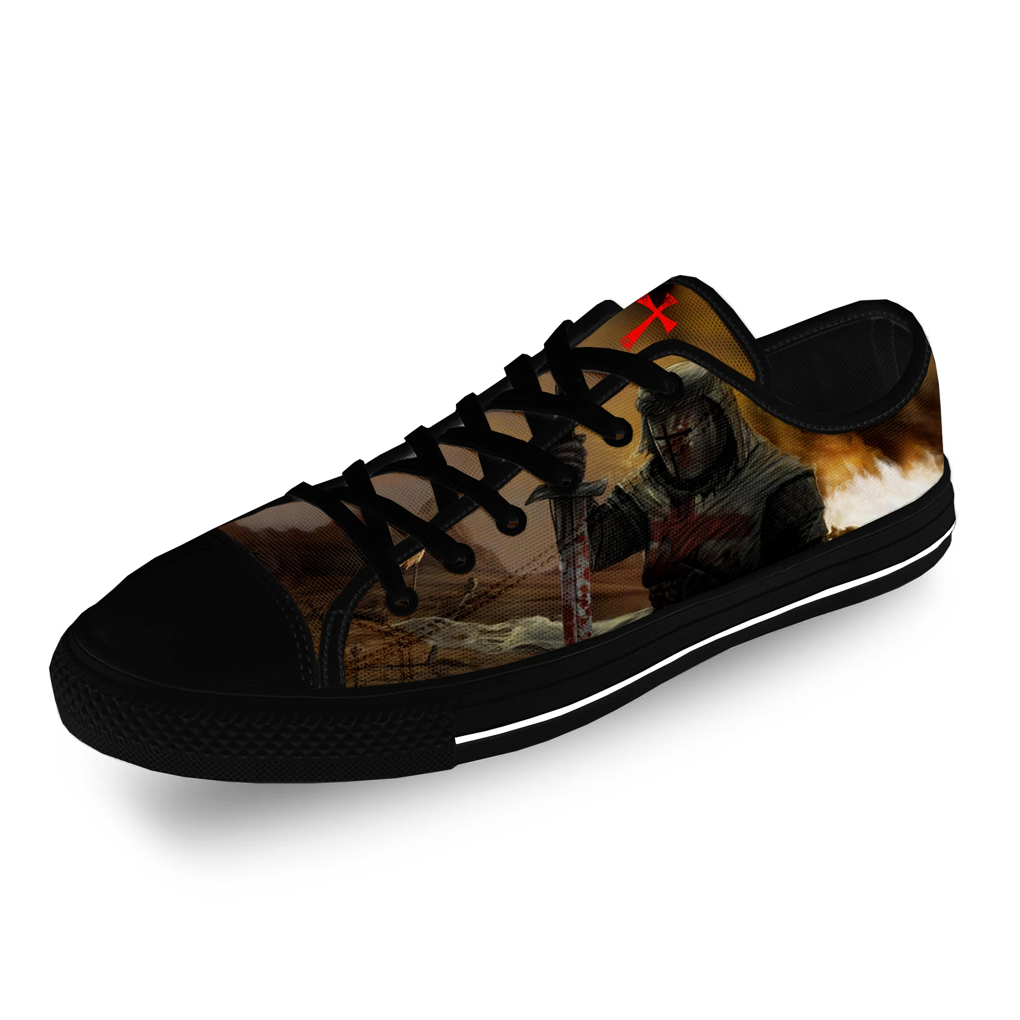 

Warrior Crusader Knights Templar Cross Casual Cloth 3D Print Low Top Canvas Shoes Men Women Lightweight Breathable Sneakers