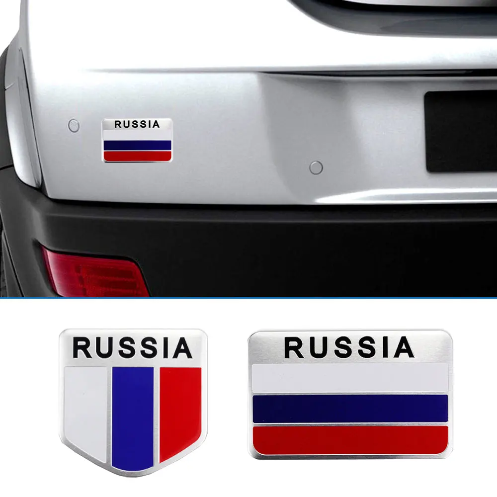 

Russian Federation National Flag Sticker for Patriotic Vehicle Drivers Aluminum Alloy Russia Flags Car Stickers Car Accessories
