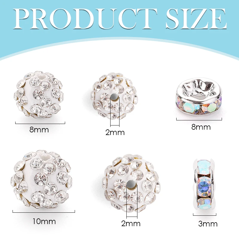 24 Цвета Бусины Со Стразами 8/10 Мм Круглые Хрустальные Блестящие Для