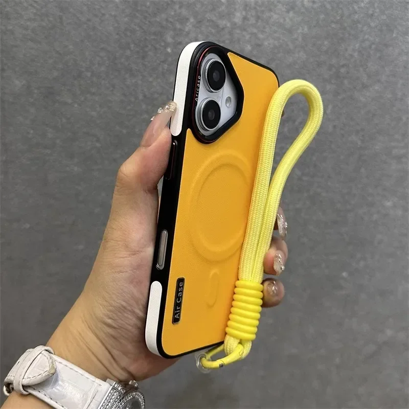 Роскошный матовый кожаный чехол Magsafe для iPhone 16 15 14 13 12 Pro Max беспроводное зарядное