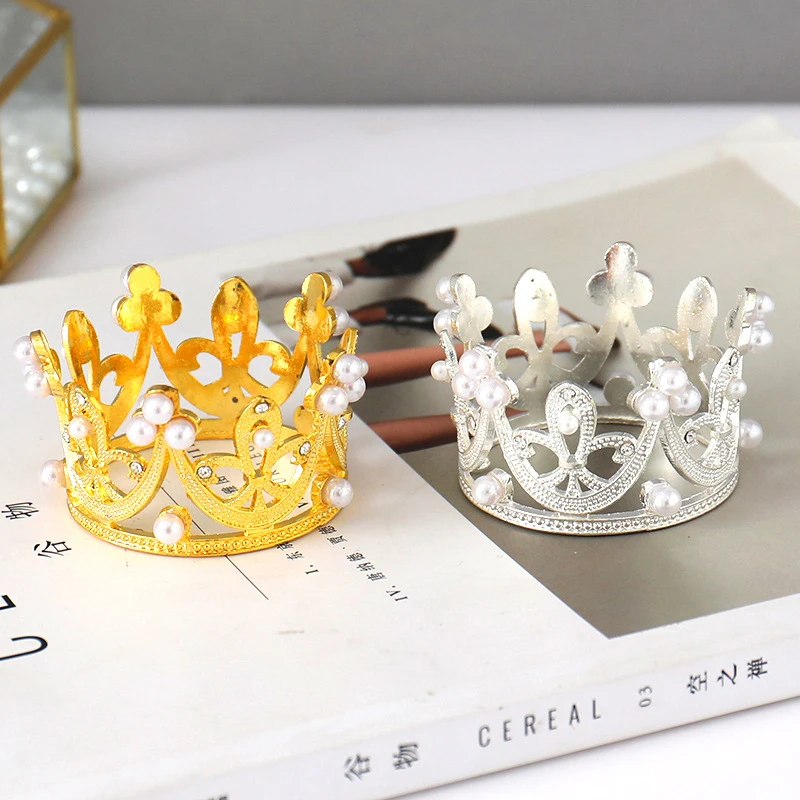 

Мини-корона украшение для торта «сделай сам», принцесса, Топпер, жемчуг, тиара, корона, украшение для выпечки, торт, день рождения, корона, украшение