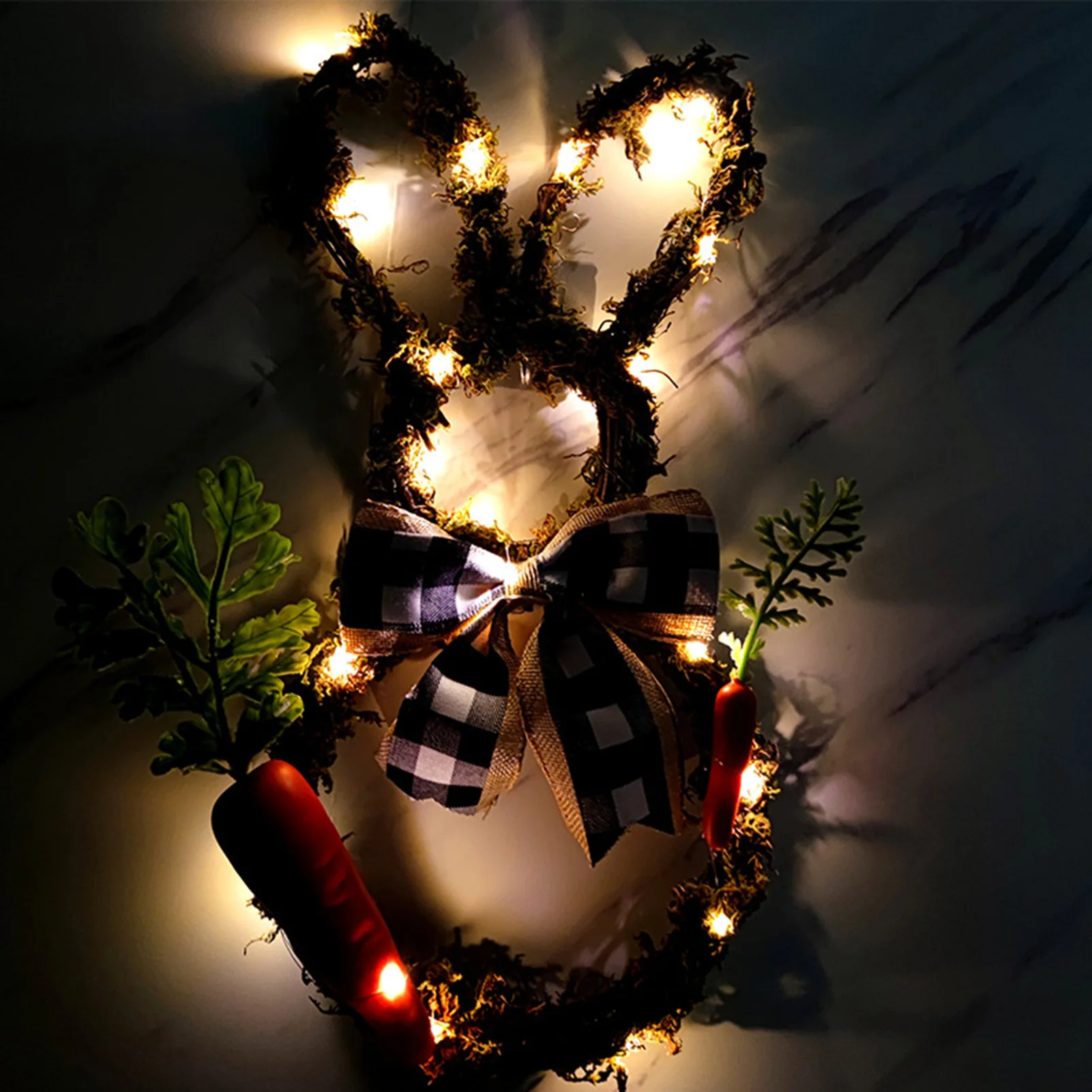 

Новинка, Пасхальный венок кролика, кольцо из ротанга «сделай сам», гирлянда с бантом в виде моркови, подвесное украшение для двери, ротангов...