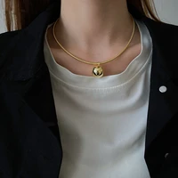 new korean fashion luxury gold color ball pendant necklace vintage design bling jewelry for women party wedding gift accessories