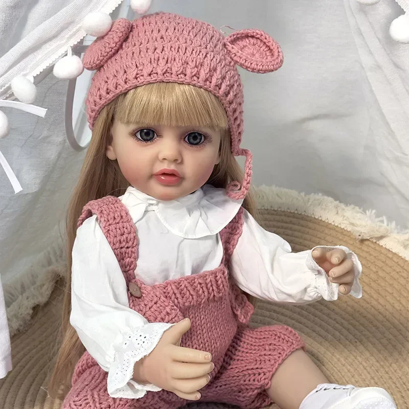 22-дюймовая виниловая кукла Reborn для маленьких девочек реалистичный парик