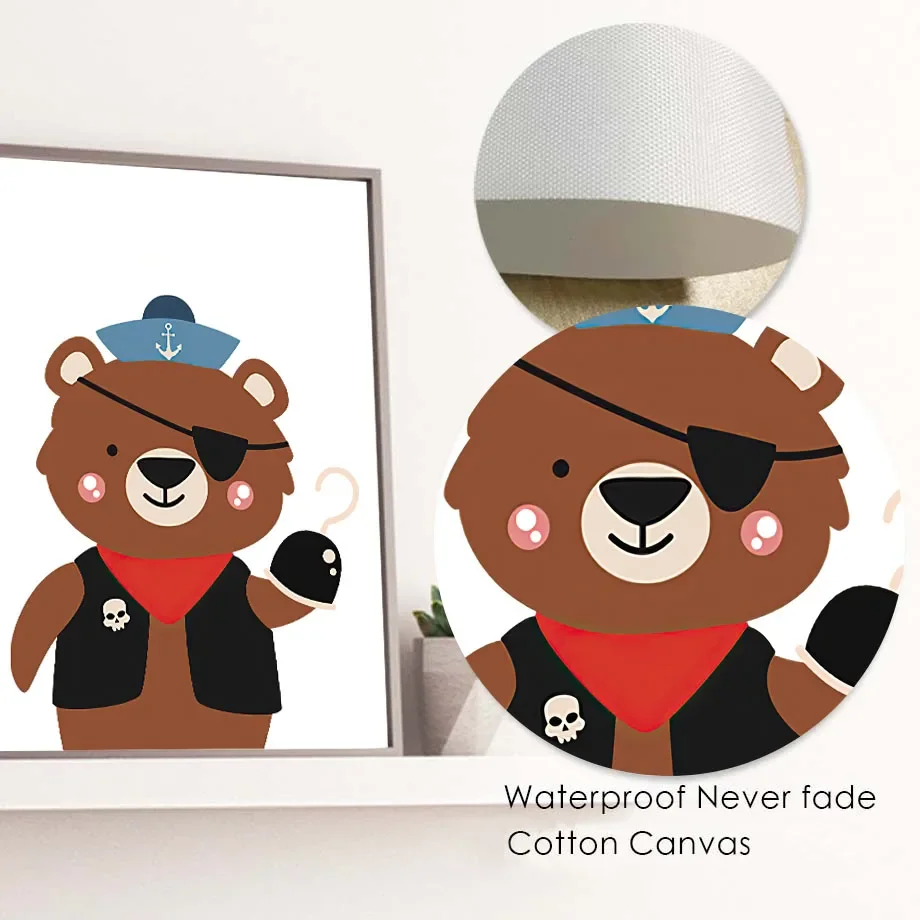 Пиратский корабль Животные медведь Лев Кролик океан настенная живопись на