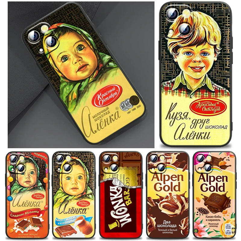 

Alenka bar wonka chocolate Cover For Apple iPhone 14 13 12 11 SE XS XR X 7 8 6 mini Plus Pro MAX 2020 Black Phone Case