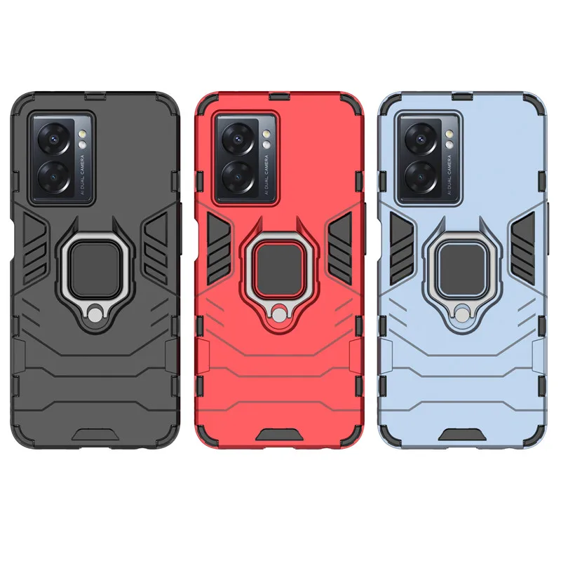 For OPPO A57 A77 Case OPPO A57 A54 A74 A77 4G Cover Shockproof Hard PC Armor Holder Silicone Bumper For OPPO A57 A54 A74 A77 5G