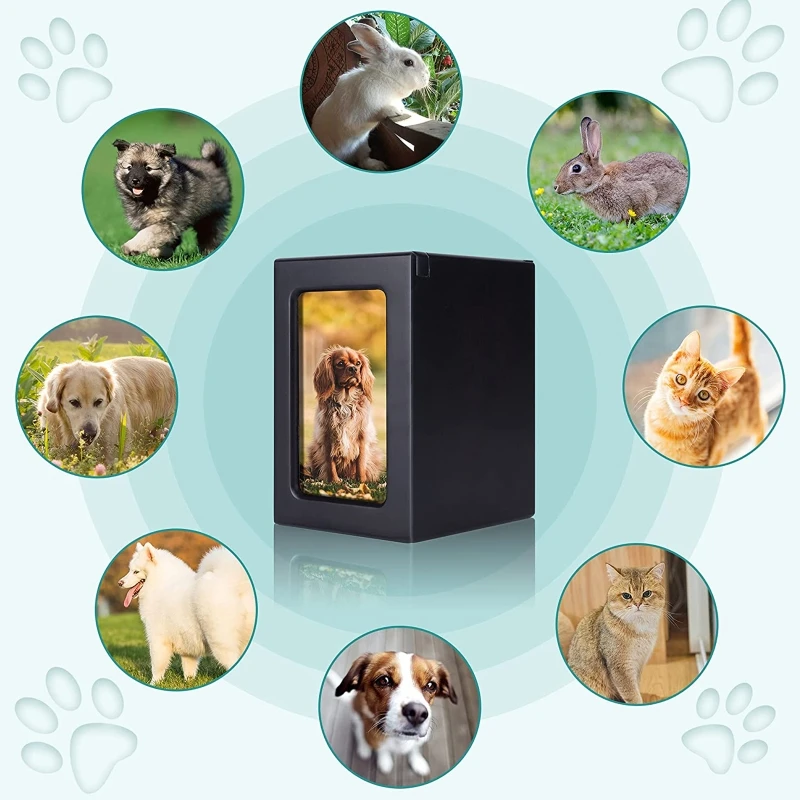 

Pet Wood Memorial Urn for ashes Photo Frame Keepsake Box Caskets for cats Dogs Wood Cremation Urns for Pet Lovers