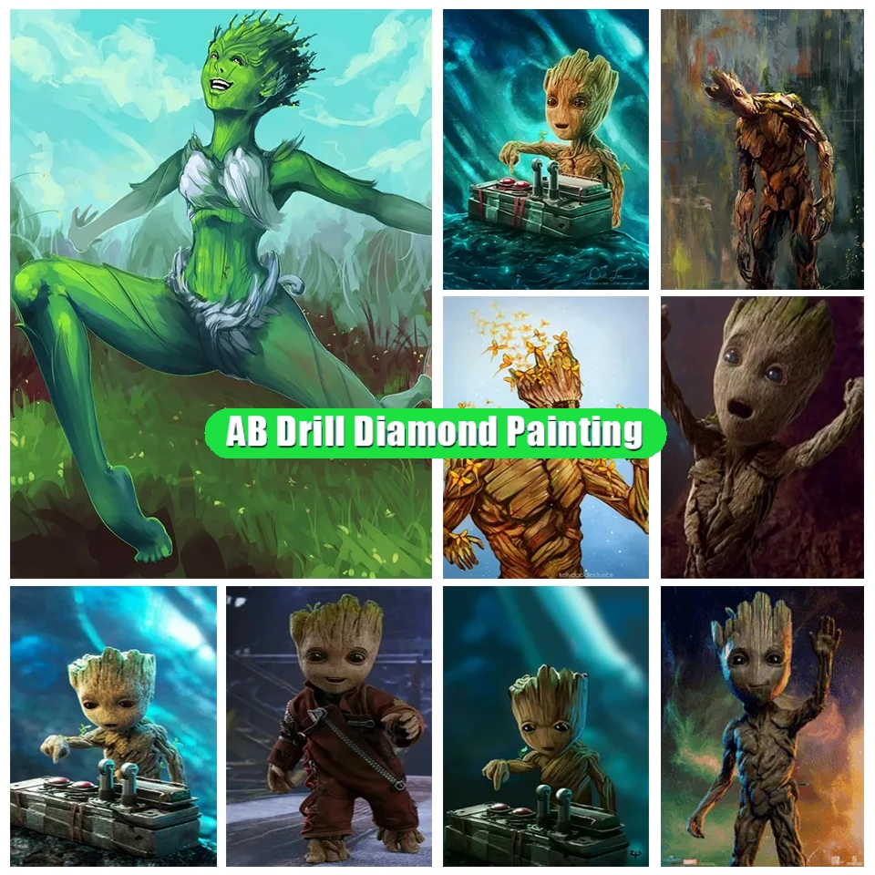 

Disney Diy Ab Diamond Painting Marvel Groot Tree People Gifts Diamond Embroidery Painting Cross Stitch Mosaic Decoration Ll62