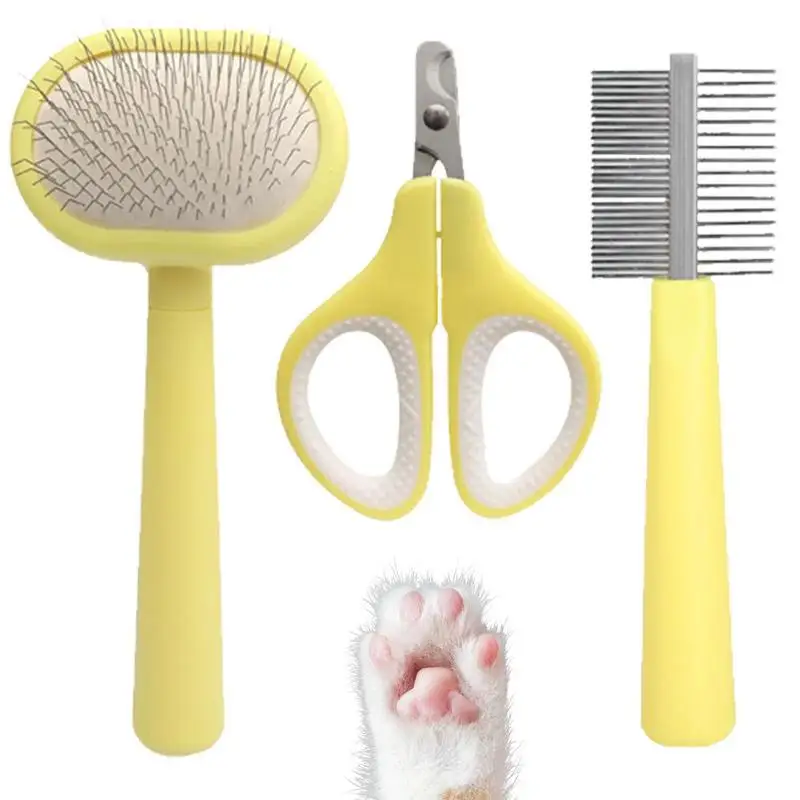 

Милые товары для домашних животных, ножницы для кошек, расческа, щетка из трех частей для ухода за домашними животными, игла для вытягивания волос, расческа для кошек и собак, набор кистей