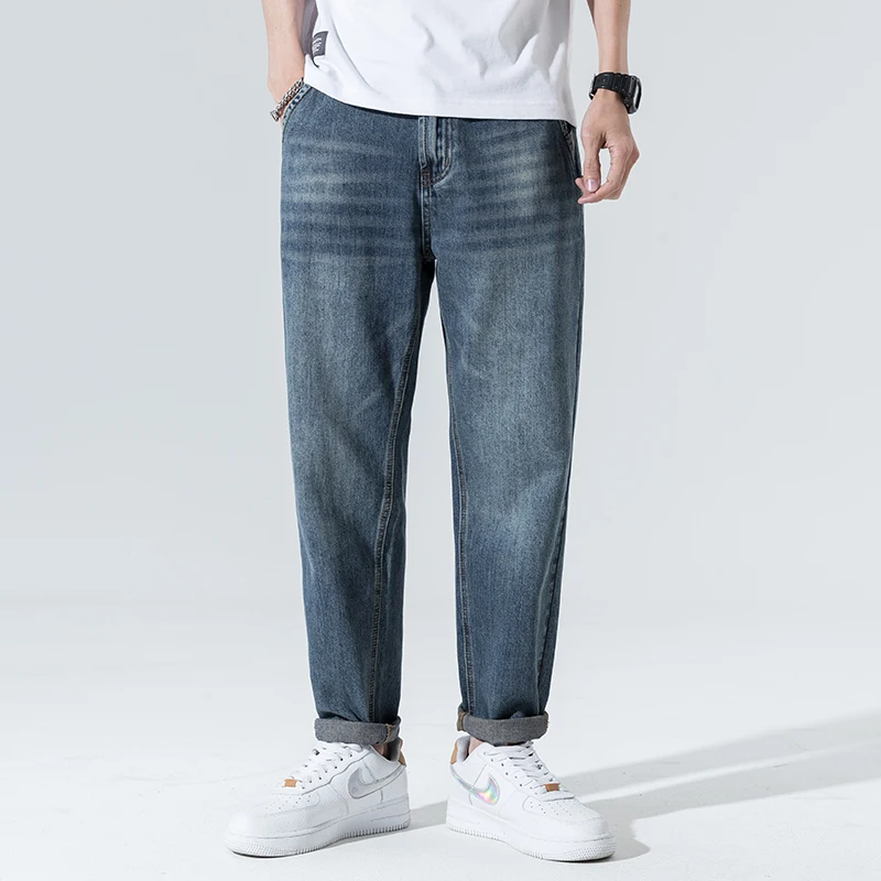 

Весенне-осенние небольшие кожаные Брендовые повседневные джинсы