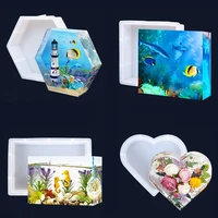 uv crystal large round square resin mold for diy epoxy silicone mold home office decor heart hexagon silicone mold jewelry makin