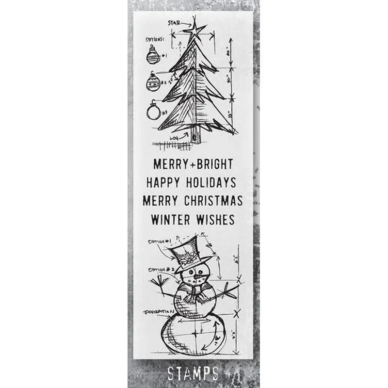 Новинка 2024 рождественская елка снеговик прозрачный штамп и трафарет для