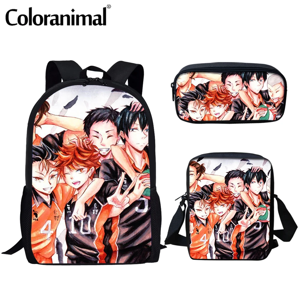 

Coloranimal Fashion School Backpack School Bags for Girls Boys Haikyuu Anime Pattern 3Pcs/Set Backpack&Pencil Bag Children Pack