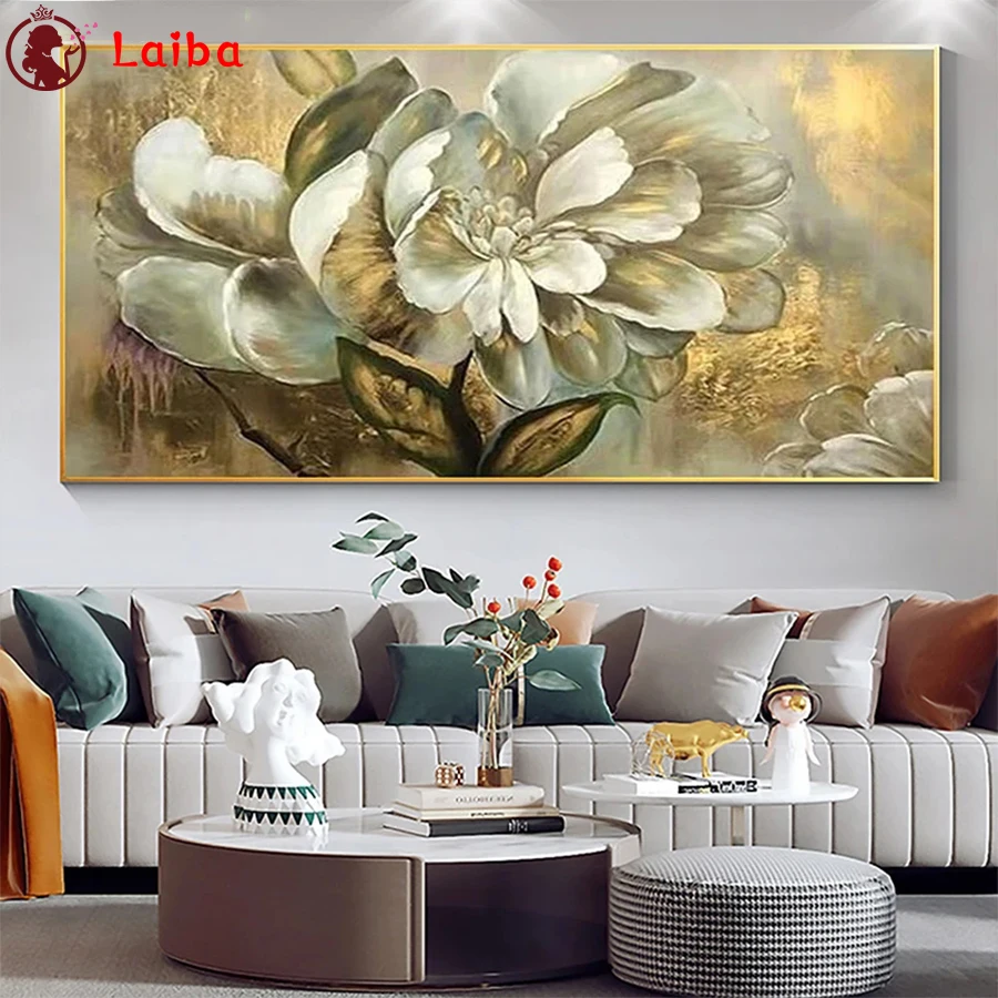 

Алмазная живопись, скандинавский абстрактный белый золотой цветок, искусство 5d, вышивка крестиком, алмазная вышивка, мозаика, подарок, картина для домашнего декора