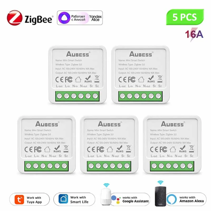 

Tuya ZigBee 3.0 Smart Light Switch 16A Smart Home Automation DIY Breaker Supports 2 Way Work With Alexa Google Home Yandex Alice