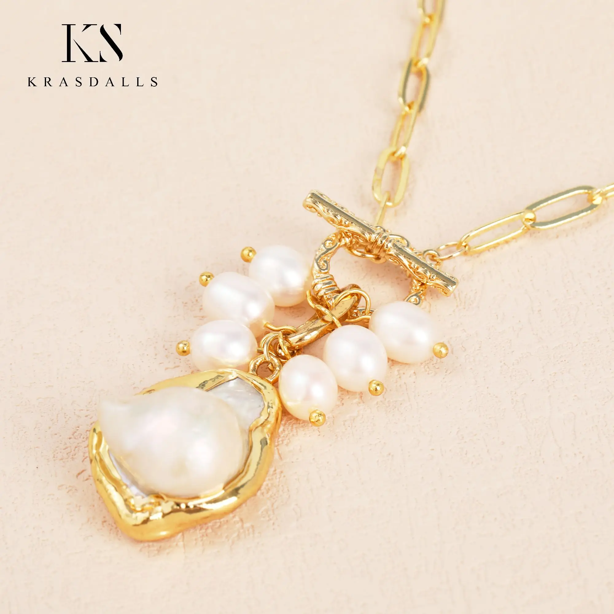 Белый жемчуг Кеши кулон позолоченная цепочка ожерелье минималистичные