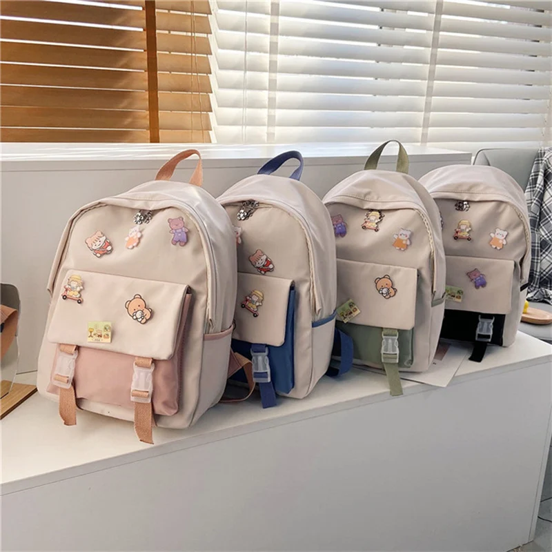 

Japanese Harajuku Style School Bags for College Middle School Student Nylon Outdoor Rucksack Contrast Color Backpacks