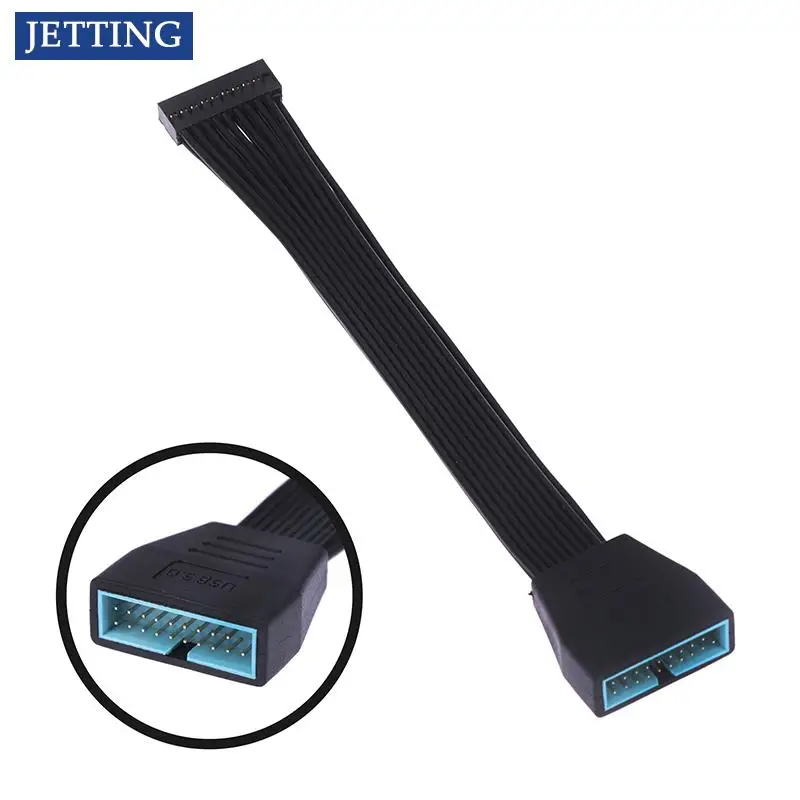 

Small Mini USB 3.0 19/20 Pin Internal Extension Header Adapter Cable Black Flat Wire Cable for Motherboard 5.9inch/15cm