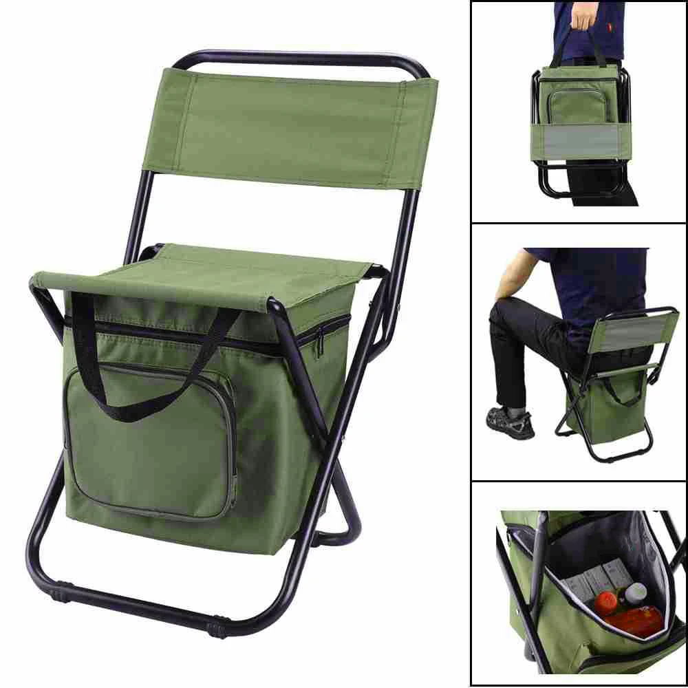 Tourbon Lightweight Outdoor Folding Chair Seat with Portable Insulated Bag Cooler Picnic Hiking Camping Fishing Stool