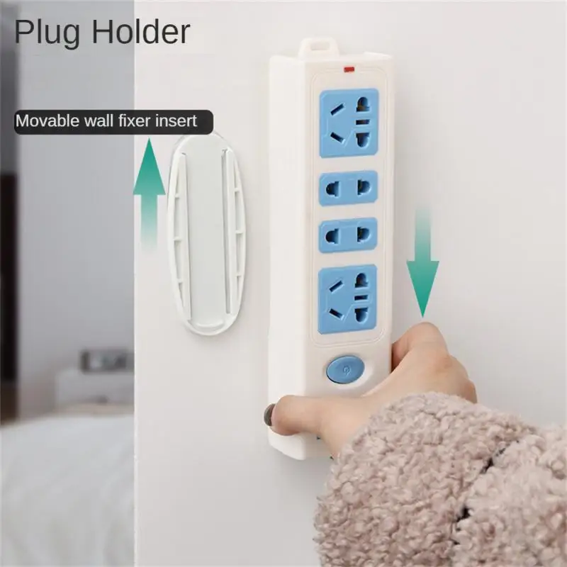 

Home Decoration Punch-free Plug Fixer Wall-mounted Self-adhesive Power Socket Fashionable Non-toxic Row Plug Holder Tasteless