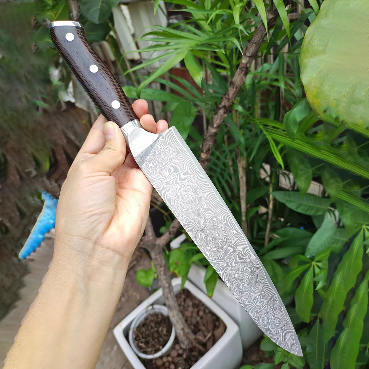 Нож шеф-повара 67-слойный дамасский стальной клинок G10 острый тесак для нарезки