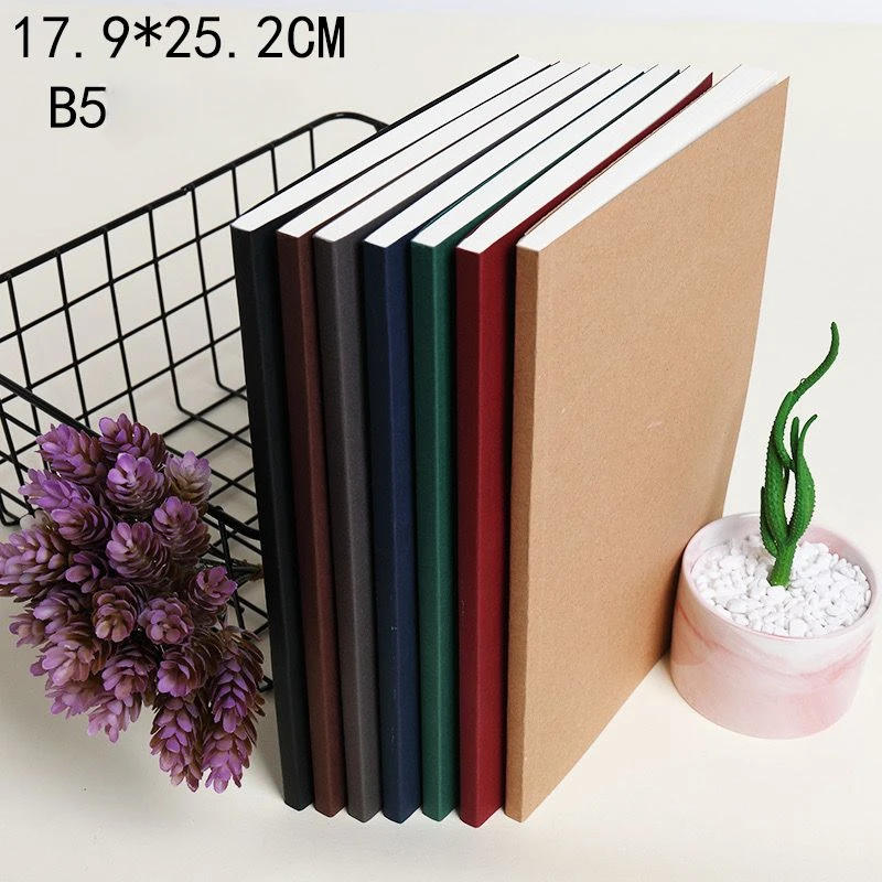 

2 Pcs B5 large notebook cute Korean retro notebook thick hand ledger diary wholesale adhesive bound book