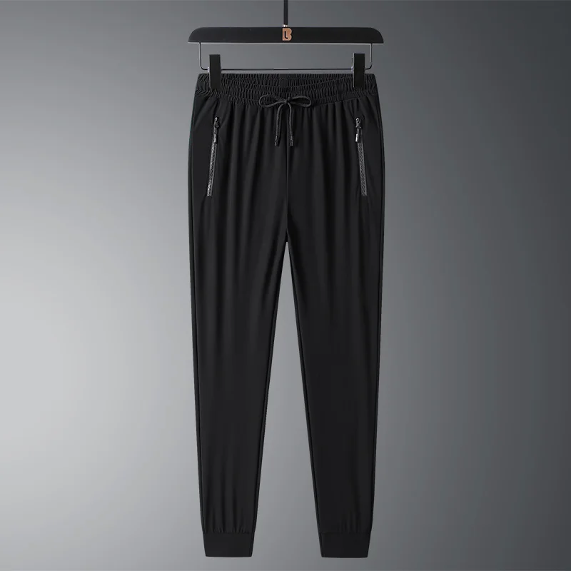 

Женские шелковые брюки, летние основовязаные мужские тонкие спортивные брюки на плоской подошве с завязкой на щиколотке, свободные брюки б...