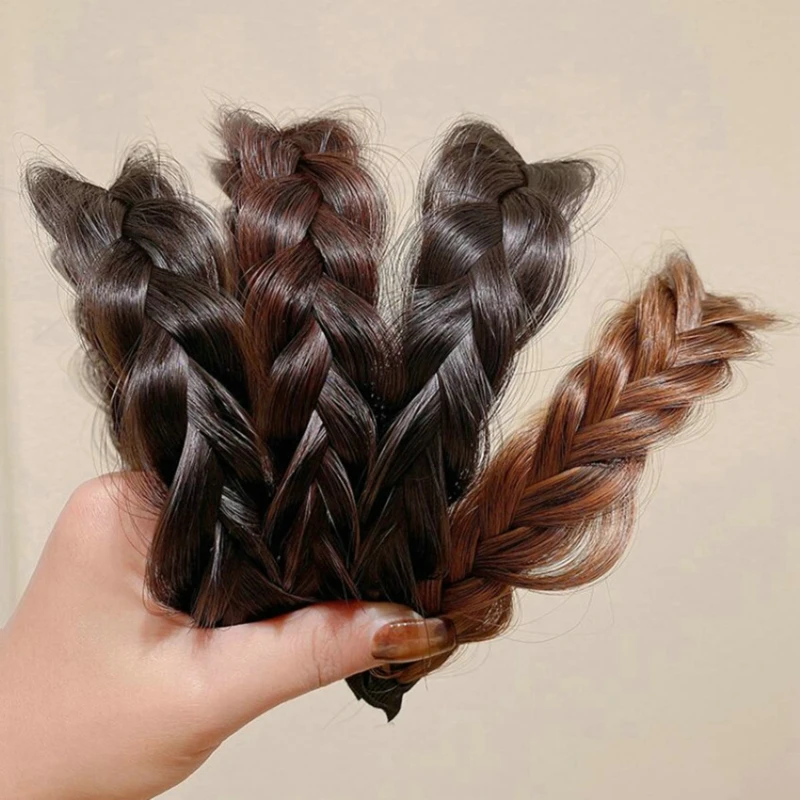 

Повязка для волос «ленивый парик» для женщин, широкие плетеные повязки на голову в стиле ретро, ручная работа, аксессуары для укладки волос