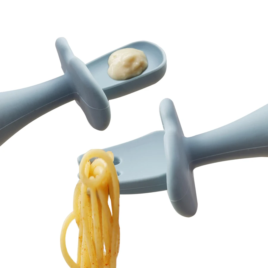 Набор силиконовых ложек и вилок для младенцев тренировочная посуда без BPA