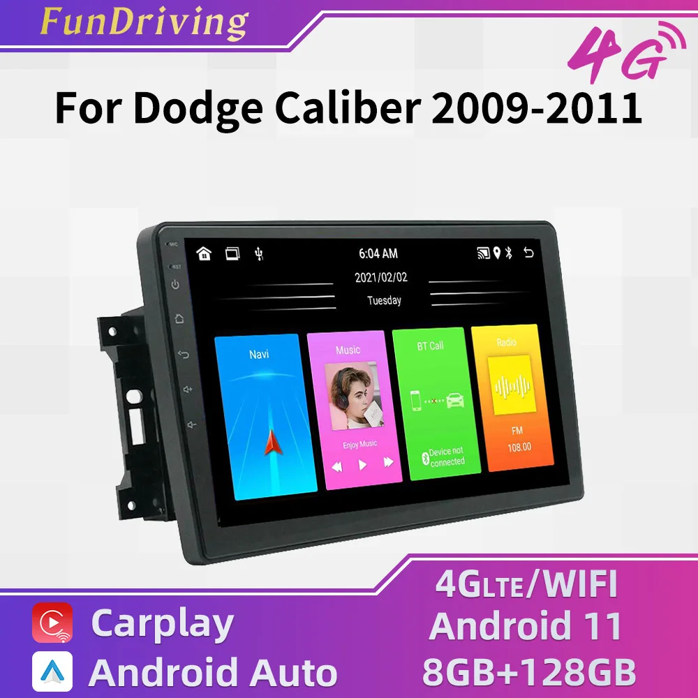 

Автомагнитола для Dodge Caliber 2009-2011, 2 Din, Android, GPS, Wi-Fi, FM, BT