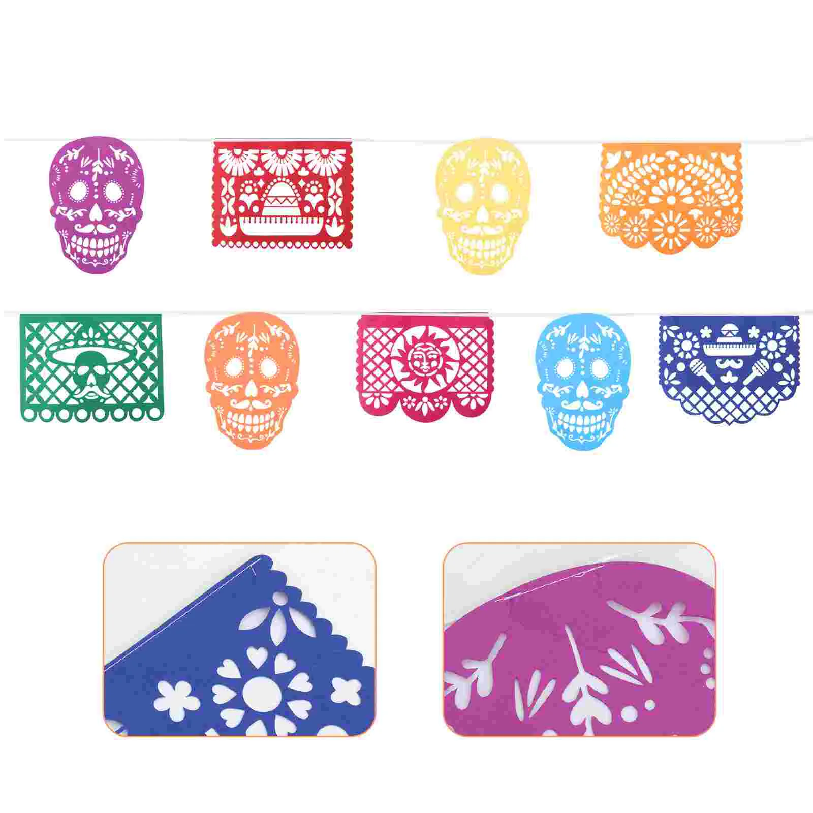 

Mexico Pull Flag Party Decor Day The Dead Bunting Hanging Mexican Theme Decoration Halloween Wreath