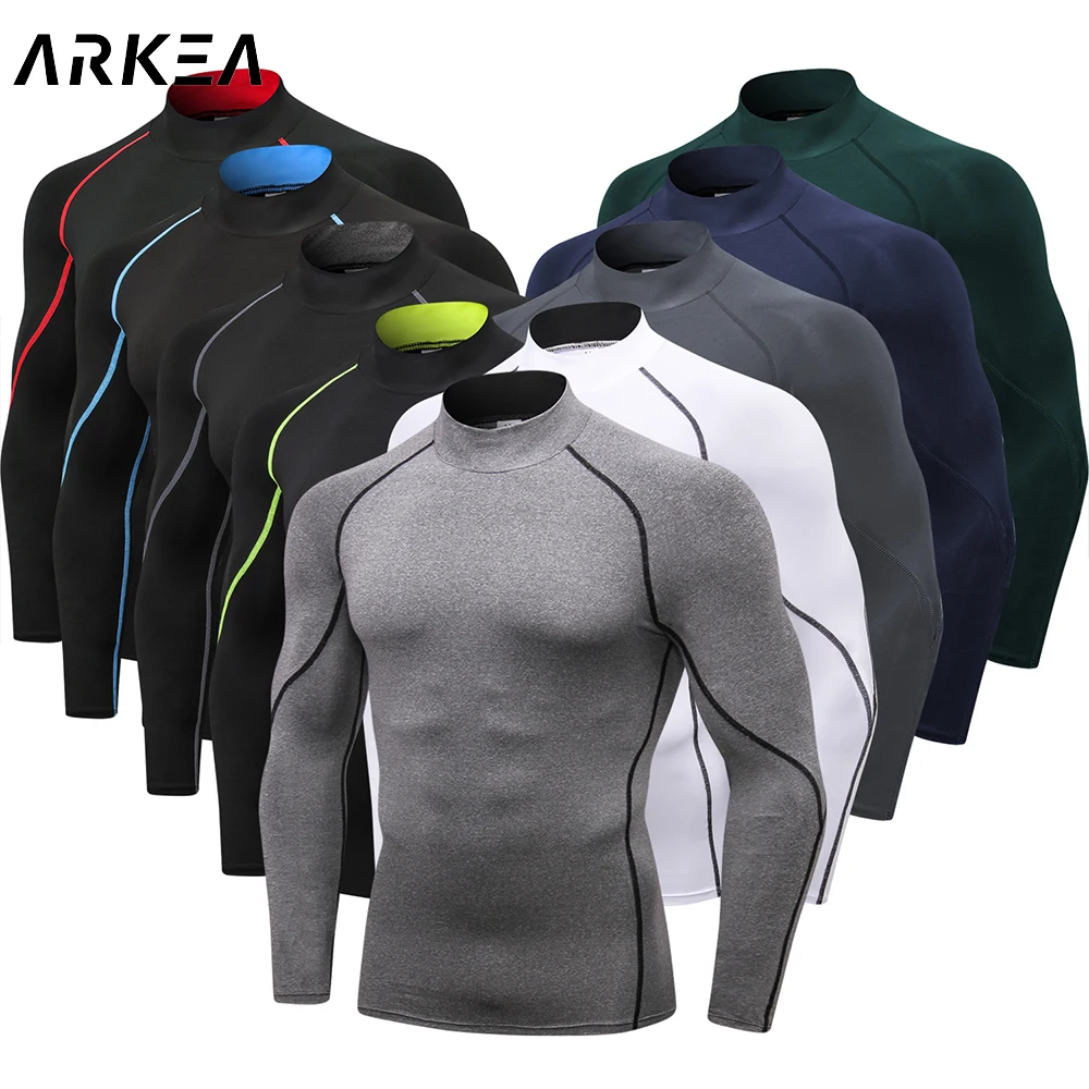 

2023 Running Shirt Long Sleeve Gym compressed shirt clothes Bodybuilding T-Shirt Men Quick dry Stretchy Fitness Sport Tights top