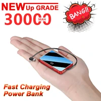 30000mah power bank mini portable charger 2usb port digital display outdoor emergency fast charger for iphone xiaomi samsung