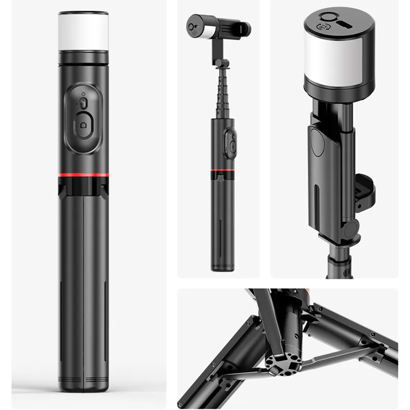 

Selfie Stick Tripod with Fill Light Lamp for Vlogging Wireless Bluetooth Selfie Rod for iPhone 14 13 12 Samsung HUAWEI Xiaomi