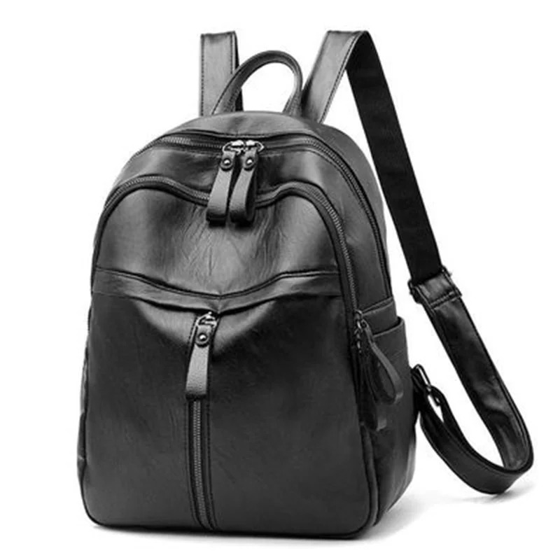 

Vintage PU Leather Travel Women Shopping Backpack Student School Bags Large Capacity Schoolbags Women Travel Zipper Rucksack