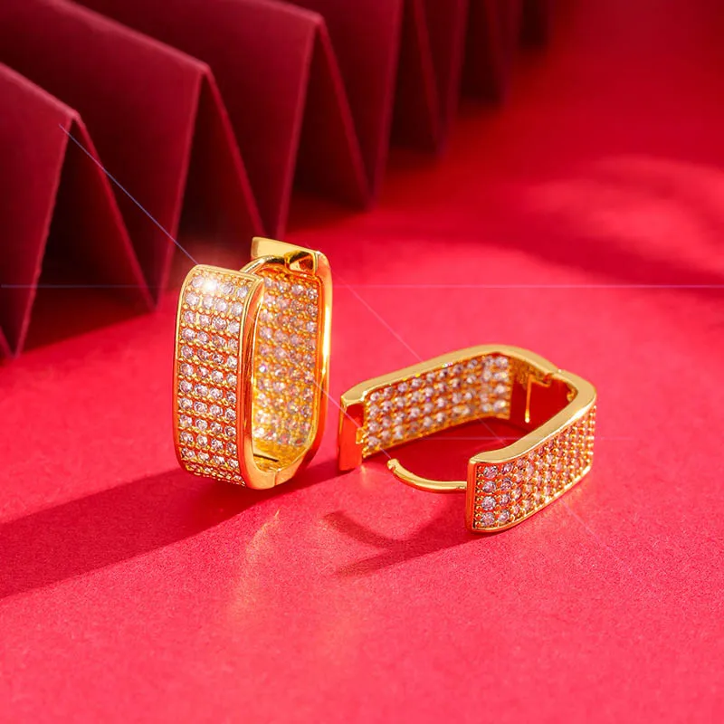 

Chunky Copper Hoop Hypoallergenic Square Circle Earrings For Women 2023 Fashion Zircon Hoop Earrings Trendy Jewelry Wedding Gift