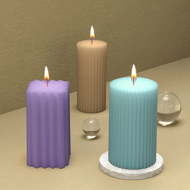 

Mirror Striped Cylinder Candle Silicone Mold For Festive And Romantic Decoration Gypsum form Homemade Handicraft Gift Making